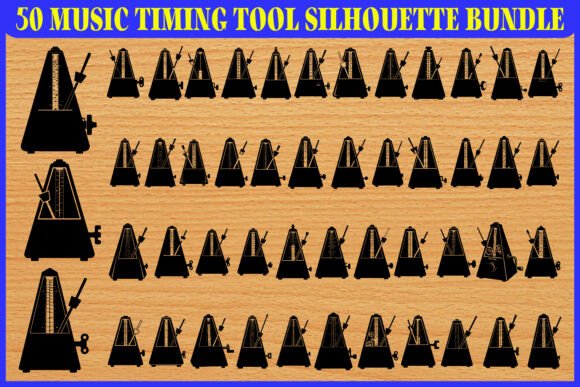50 Music Timing Tool Silhouette Vector for Local Business Branding
