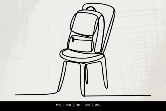 Backpack on Chair – Line Art Graphics and Crafts