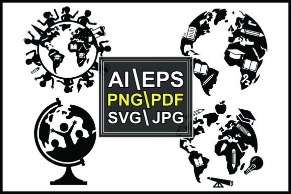 Black Globes Education Related Learning Graphics