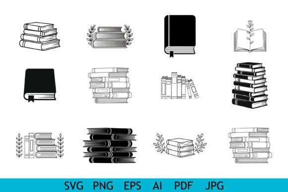 Books Stack Library Vector Icon for Graphics and Crafts
