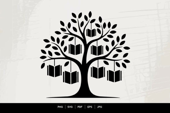 Education Tree Logo with Hanging Books K