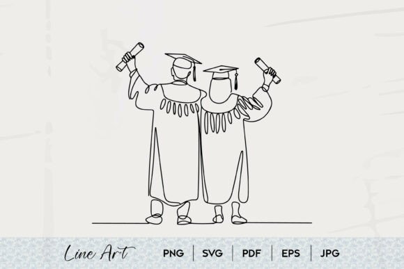 Graduation Line Art SVG