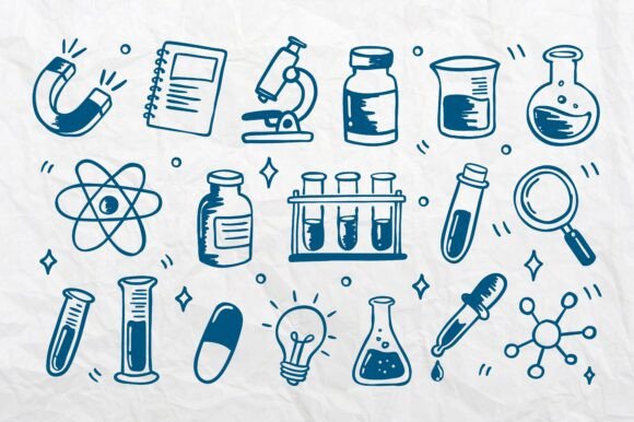 Hand Drawn Chemistry Laboratory Element Graphics