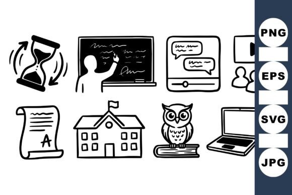 Hand Drawn Education Icons Set: Graphics and Crafts for Learning Projects