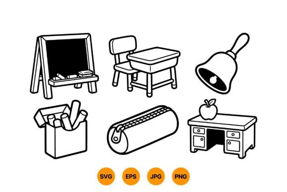 School Classroom Clipart Set: Graphics for Local Branding