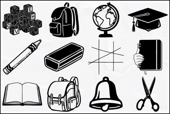 School Icons SVG Bundle for Graphics and Crafts