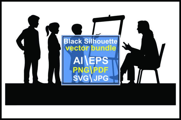 Silhouette of Children Classroom Teaching Graphics for Local Branding