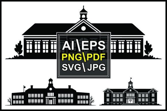 Silhouette School Buildings Architectura: Graphics for Creative Projects