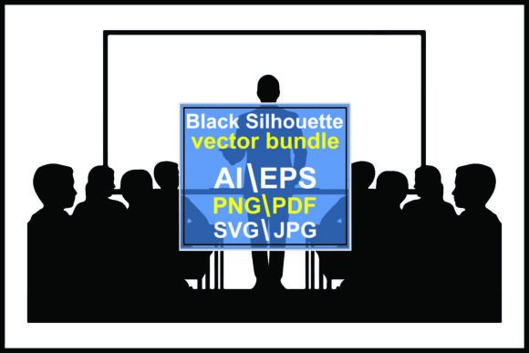 Silhouette Teacher Lecturing Students at Graphics and Illustrations