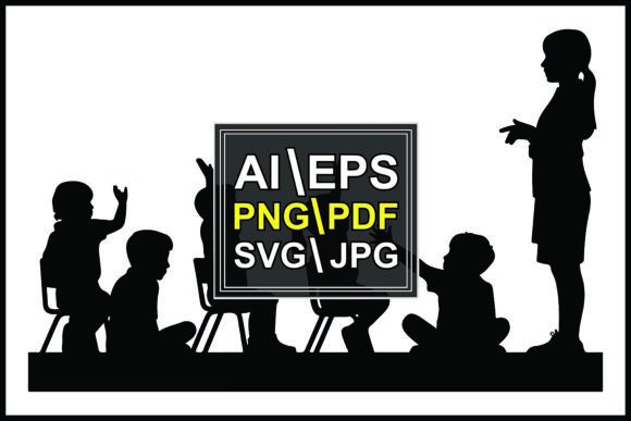 Silhouette Teacher Students Classroom Graphics