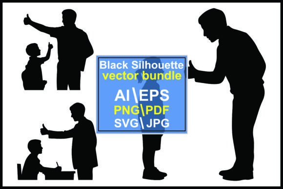 Silhouettes Adults Children Giving Thumb: A Versatile Graphic for Modern Design