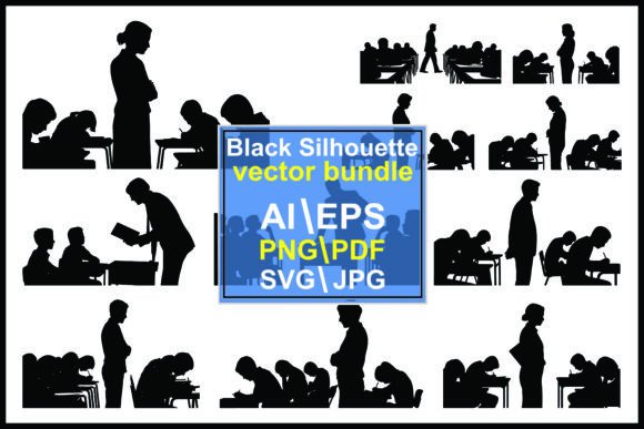 Silhouettes Classroom Students Teachers: A Versatile Design Asset for Creative Projects