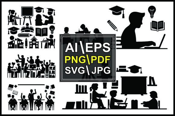 Silhouettes Education Students Teachers Graphics